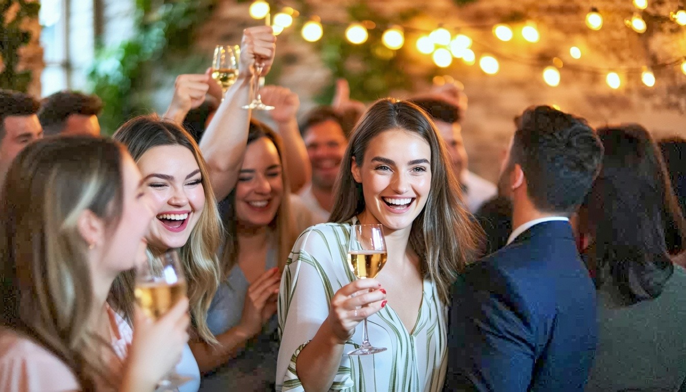 Satisfied clients celebrating at an event